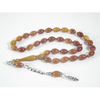 Kırmızı Hardal Sıkma Kehribar Tesbih 