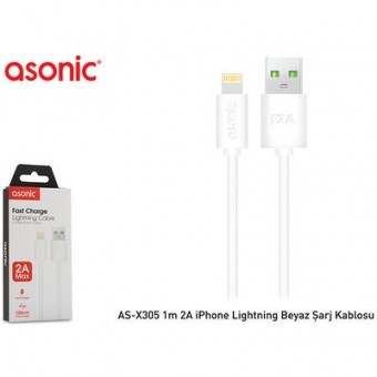 Asonic AS-X305 1m 2A iPhone Lightning Beyaz Şarj
